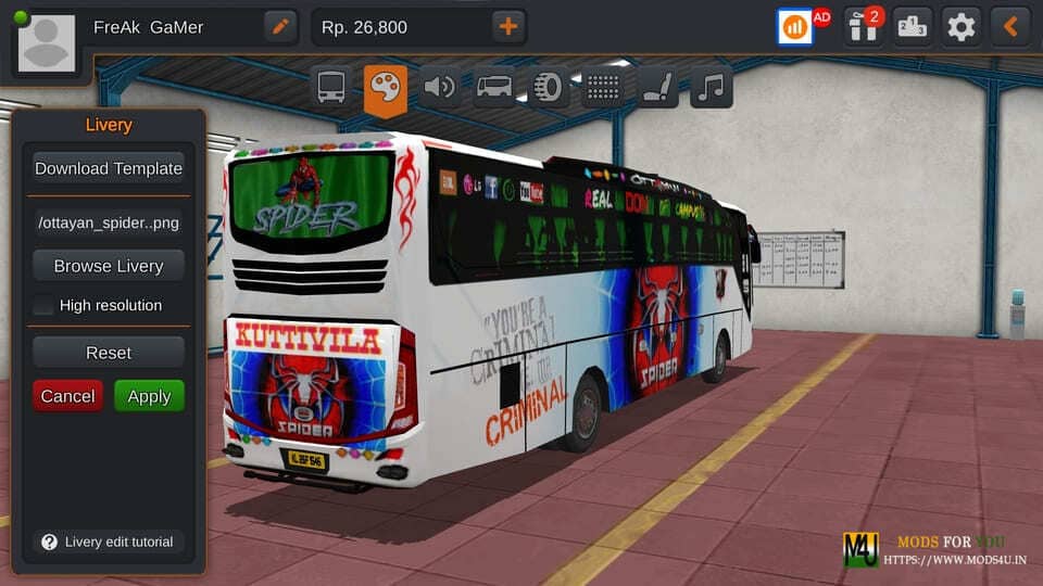 Ottayan_spider Bus Skin for Jetbus