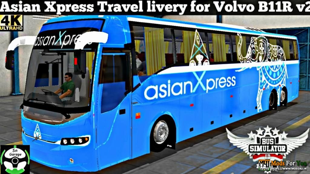 Asian Xpress Travel livery for Volvo B11R v2 by Sn Garage