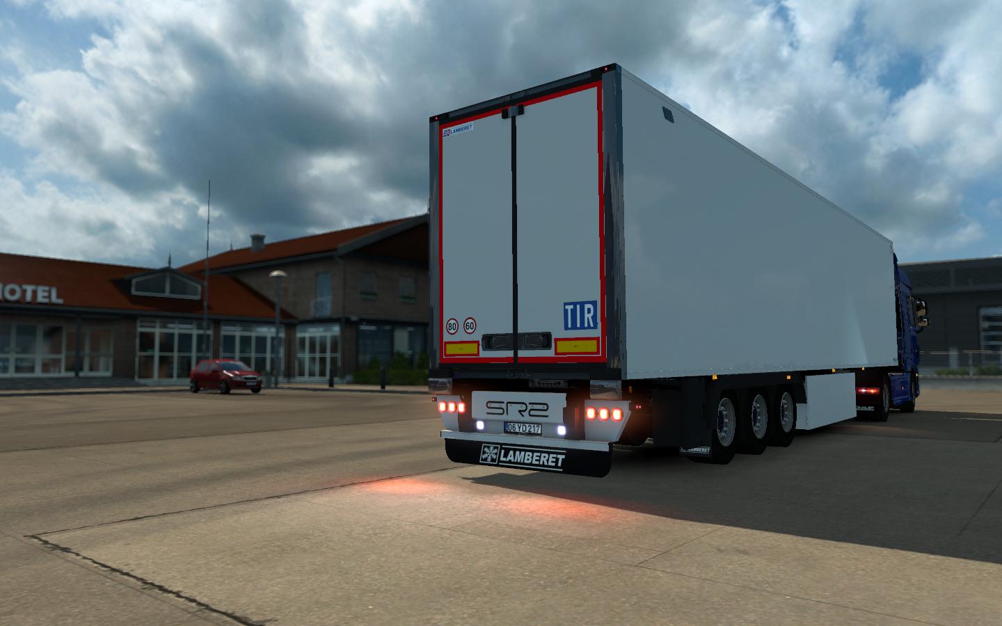 Add trailer. Lamberet sr2. Рефрижератор ETS 2 1.47. Krone рефрижератор для етс2 1 31. Volvo FH 12, прицеп Lamberet.